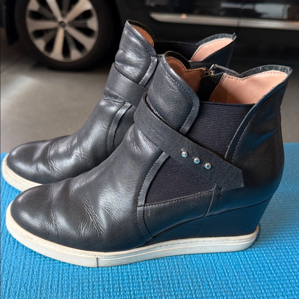 Paolo Black Wedge Ankle Sneakers - Women 8 1/2 medium